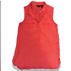 Jones New York Linen Sleeveless Blouse – Red, Size Medium, Classic Summer Staple